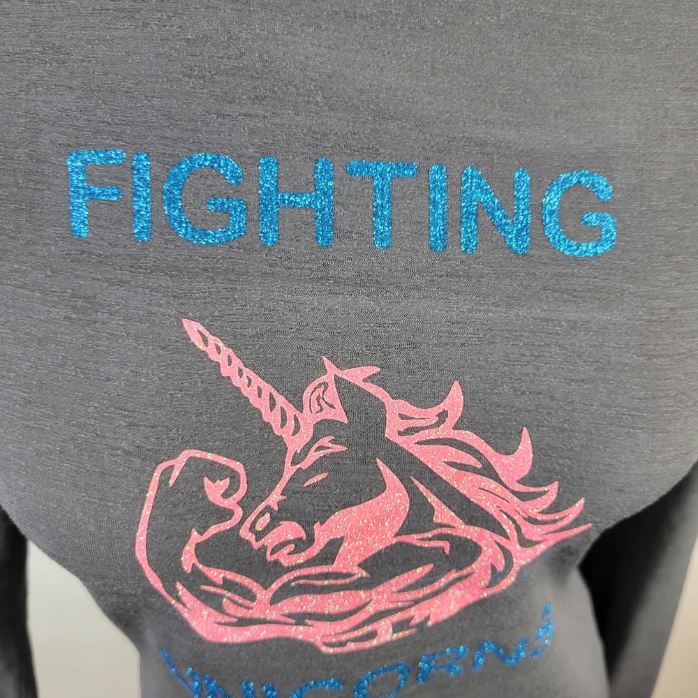 BCG Cold Weather Gray Long Sleeve Fighting Unicorns T Shirt Size Medium - Picture 2 of 11